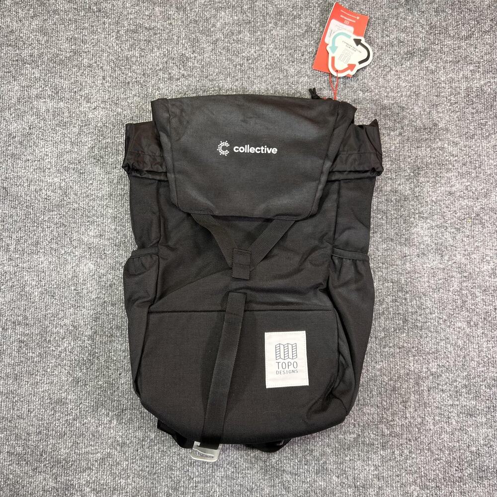 Topo Designs Y-Pack Backpack Black Laptop Bag Collective Logo Travel Daypack